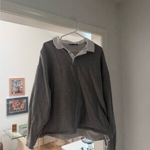 ASOS Rugby Polo Sweatshirt Grey and White